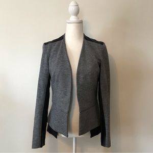 Harper Greene 100% Wool Vegan Leather Gray Black Blazer Medium